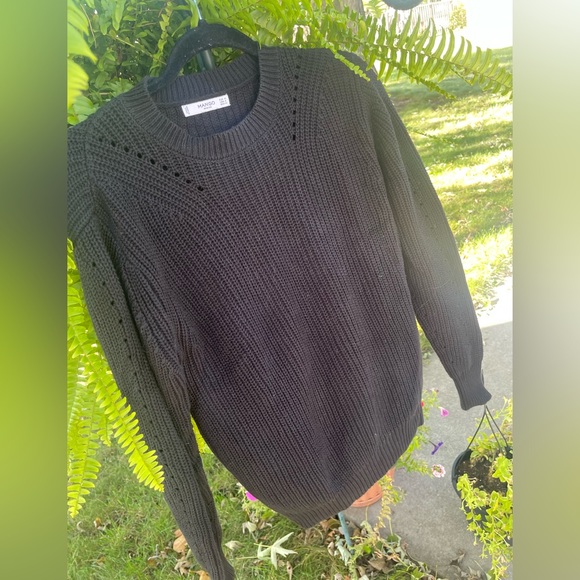 Mango Knit Black Crew Neck Sweater Size Small - Picture 7 of 9
